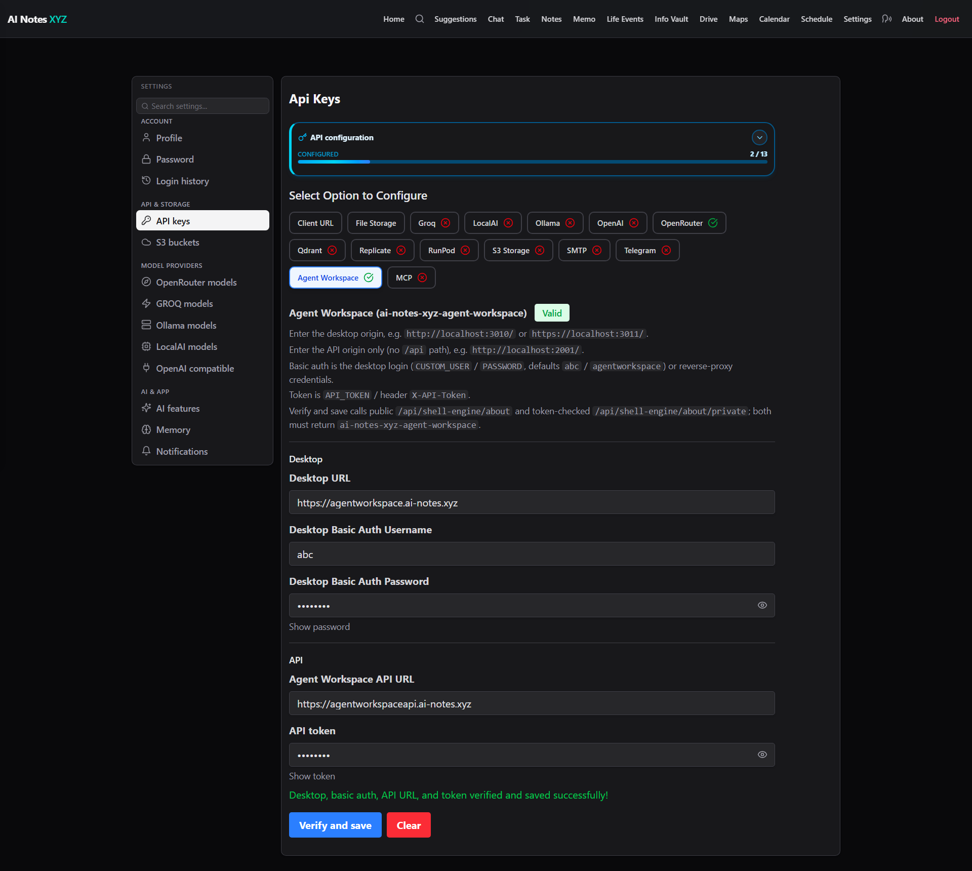 Connect Agent Workspace in Settings
