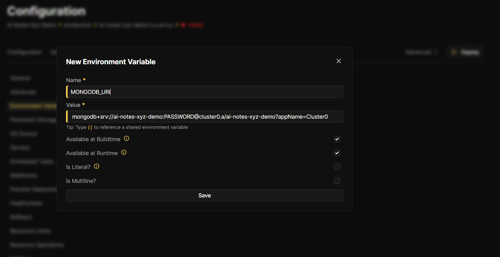 Add MONGODB_URI