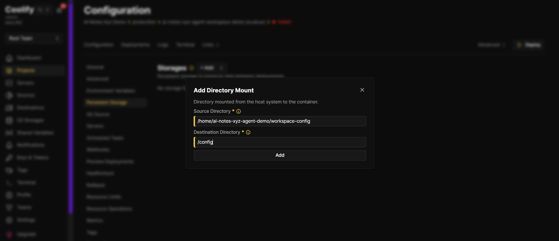 Set source folder and /config
