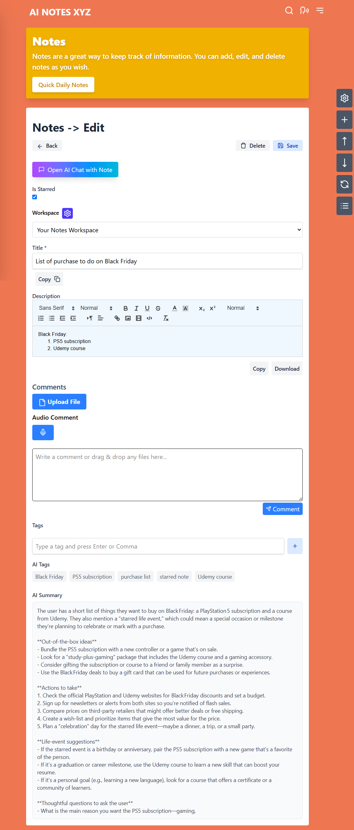 Note editor full screen