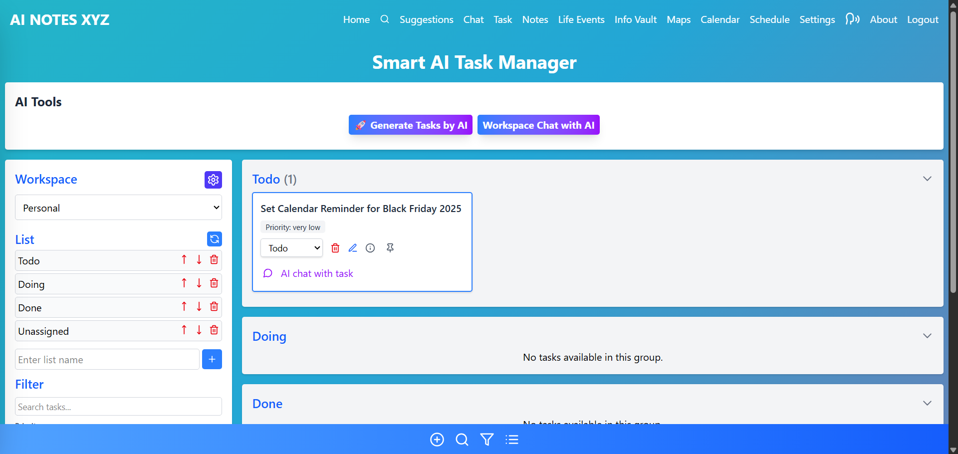 Tasks board